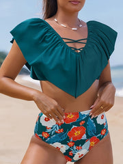 Oversized Bikini Fashion European And American Pleated Trim Set