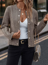 Spring And Autumn Leisure, Commuting Outfit, Herringbone Coat, Round Neck Long Sleeve Fitted Jacket, Double-breasted Metal Buttons.