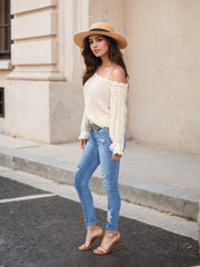 Ladies' Stretch Slim Fit Jeans - High Stretch Distressed Style With Distressed Design And Pocket Waist Denim Pants, Durable And Comfortable Soft Material, Casual And Elegant, Suitable For All Seasons