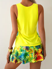 Women's Tankini Set Vest Style Skirt Two-piece Set Flower Print Holiday Style