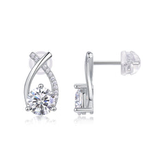 Happy Encounter - Fashionable And Luxurious Diamond Jewelry Set With 1-carat Moissan Diamond S925 Sterling Silver And Platinum-plated Stud Earrings