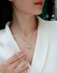 Heart-to-heart Connection - A Fashionable And Luxurious Diamond Jewelry Pendant Set With 1-carat Moissan Diamond S925 Sterling Silver And Platinum Plating