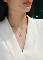 Heart To Heart - A Fashionable And Luxurious Diamond Jewelry Pendant Set With 1-carat Moissan Diamond S925 Sterling Silver And Platinum Plating