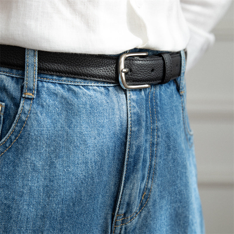 Men's And Women's Belt Lychee Pattern Calfskin