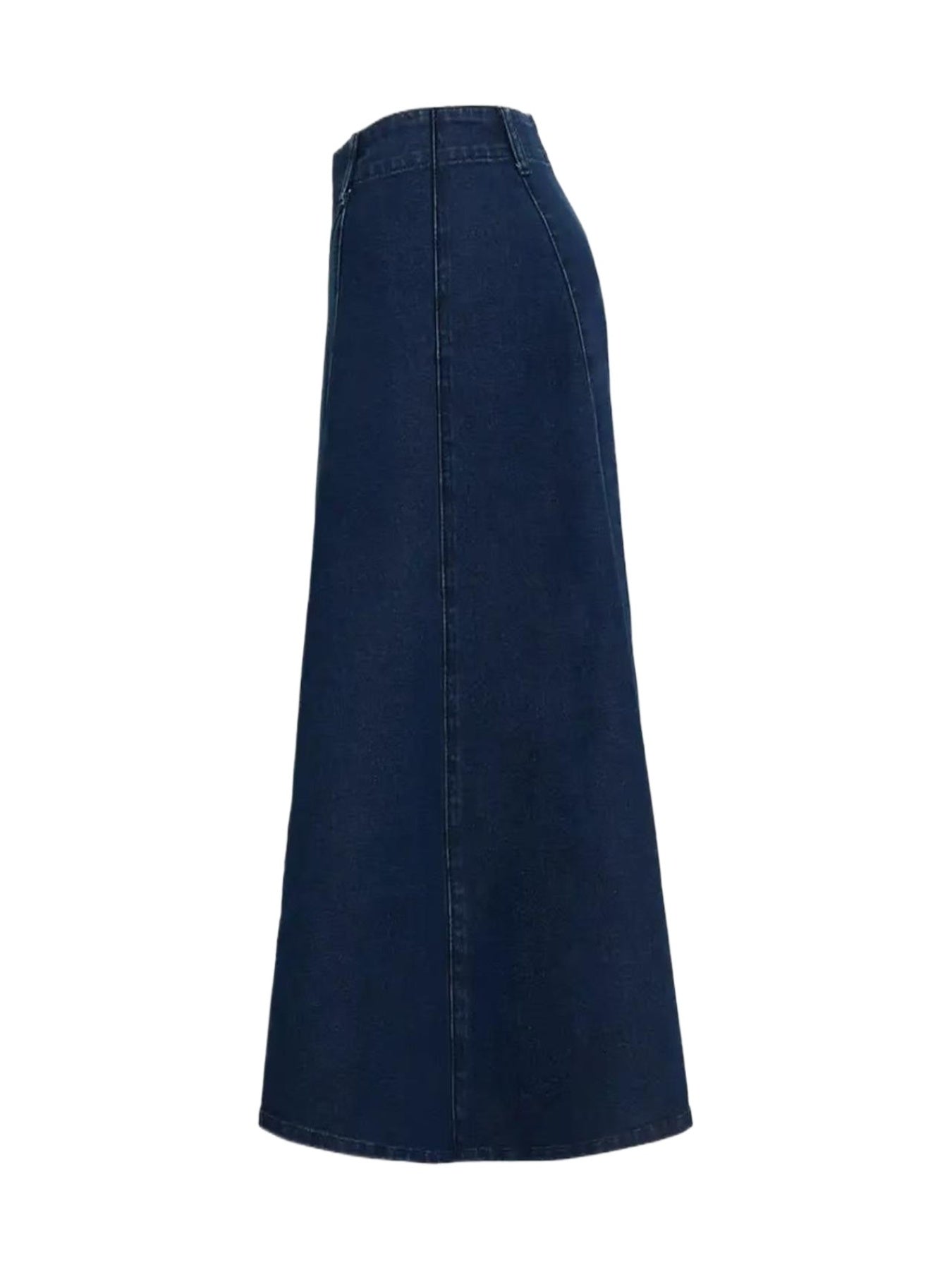 2025 Spring New Women's High Waist Loose A-line Cowboy Skirt, Medium Length Elastic Casual Solid Color Skirt, Elegant For Office And Daily Wear, Fashionable Style Smooth, Cowboy Fabric Washable