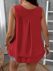 Self-pick-up Plus Size Women'S Solid Color V-Neck Sleeveless Shirt Fashion Chiffon Tank Top  Only Self-pickup Is Supported