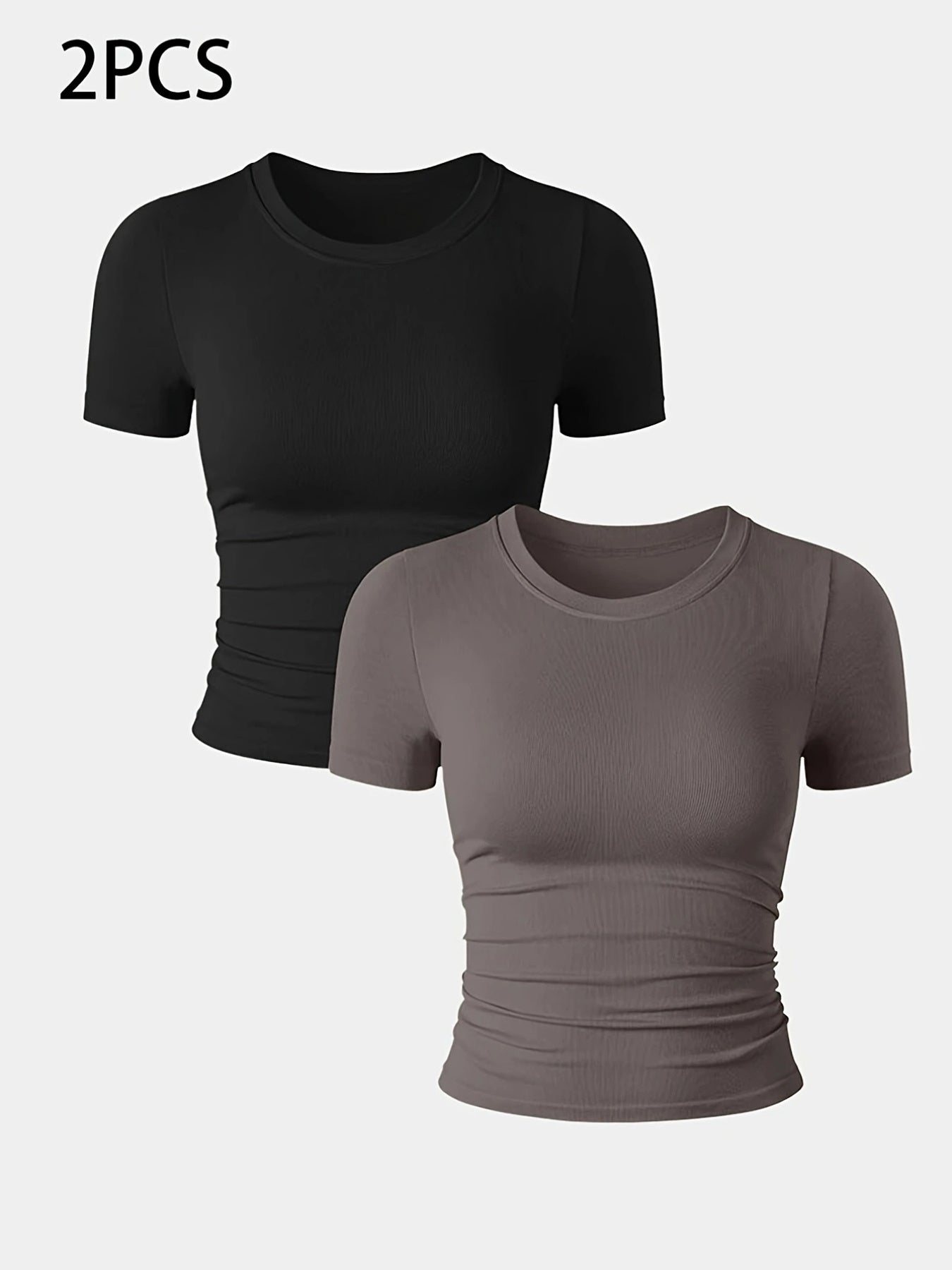 2 Packs Women's Seamless Workout Tops - Breathable Short Sleeve Athletic Shirts, Moisture Wicking Quick Dry Tees With Soft Stretch Fabric