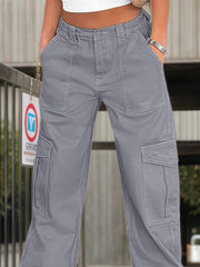 2025 New Women's Work Pants High Waisted Casual Pants Loose Elastic Wide Leg Y2K Streetwear With 6 Pockets