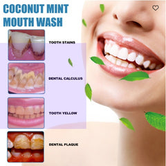 Oralhoe Coconut Mint Mouth Wash, Whitening Teeth Yellow Teeth Stains Tongue Coating Clean  Breath Oral Care