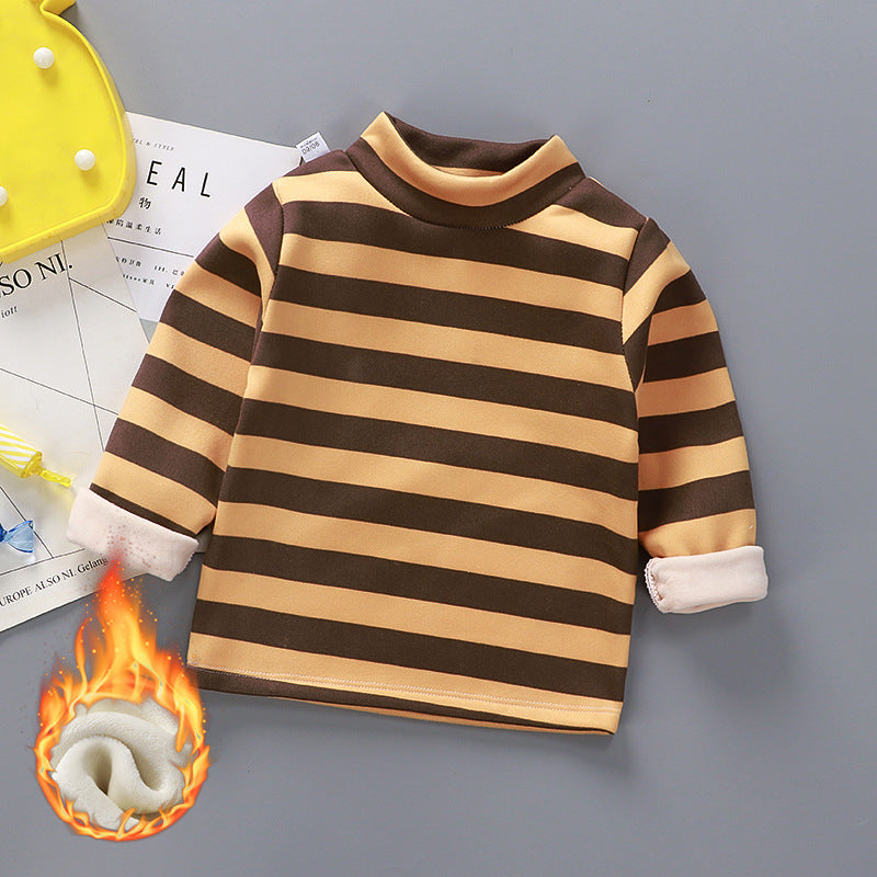 Children's base shirt plus velvet thick single piece