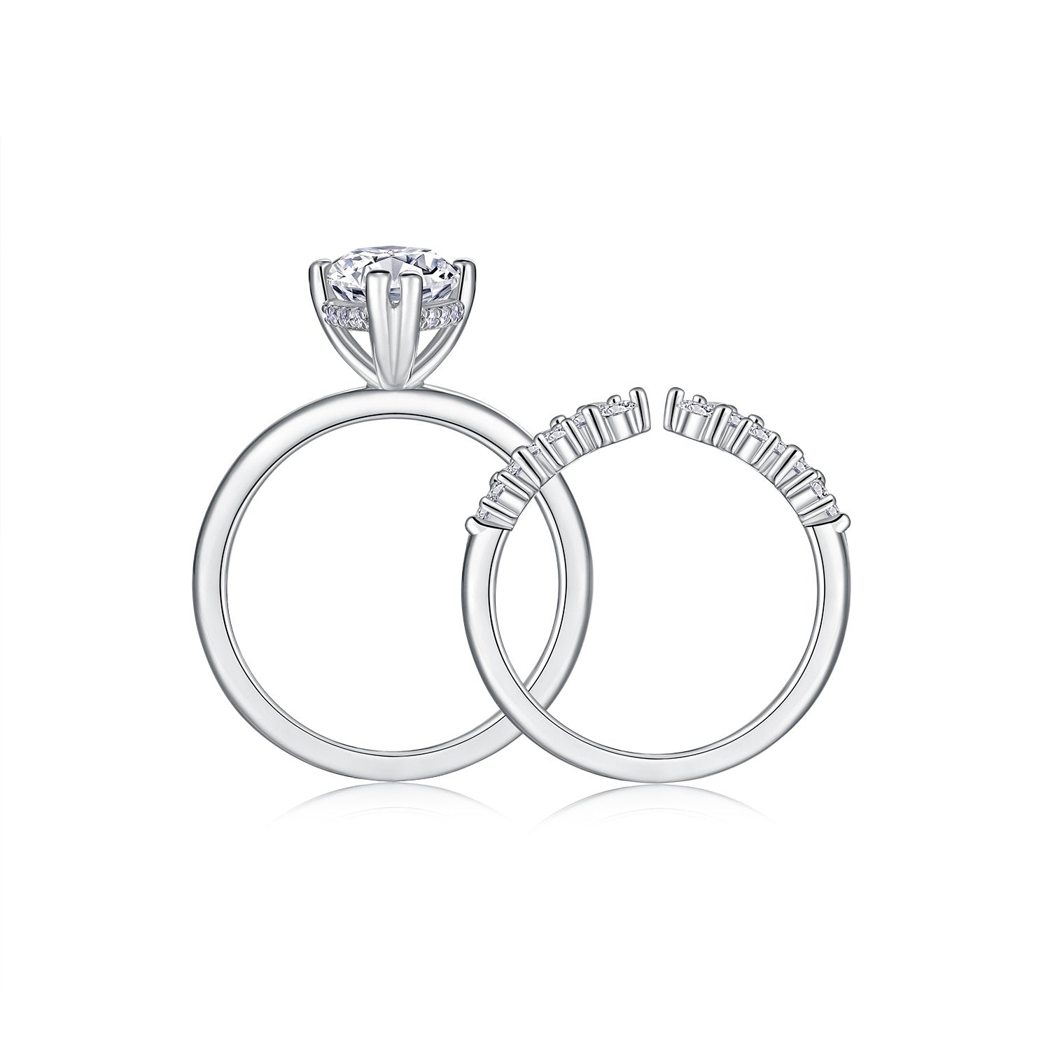 Star Eyes - Fashionable Men's And Women's Ring And Ring Jewelry Set With Moissanite S925 Sterling Silver And Platinum-plated Diamond