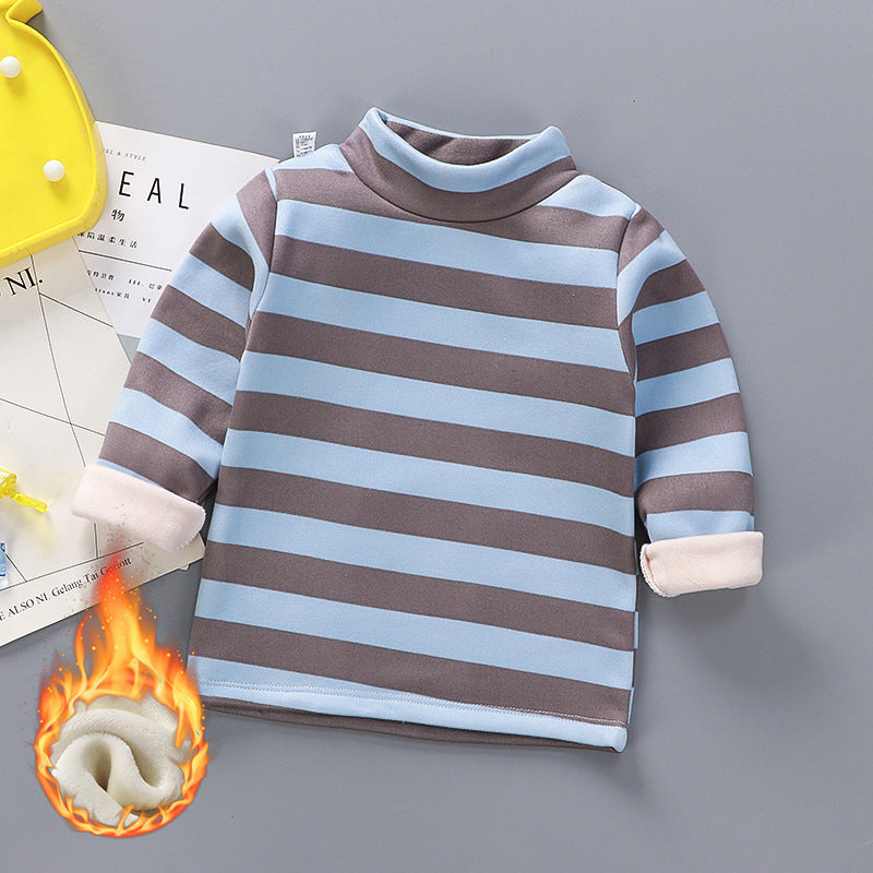 Children's base shirt plus velvet thick single piece
