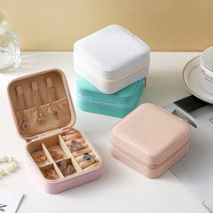 Small Square Ring, Earring, And Necklace Organizer Box - Pink
