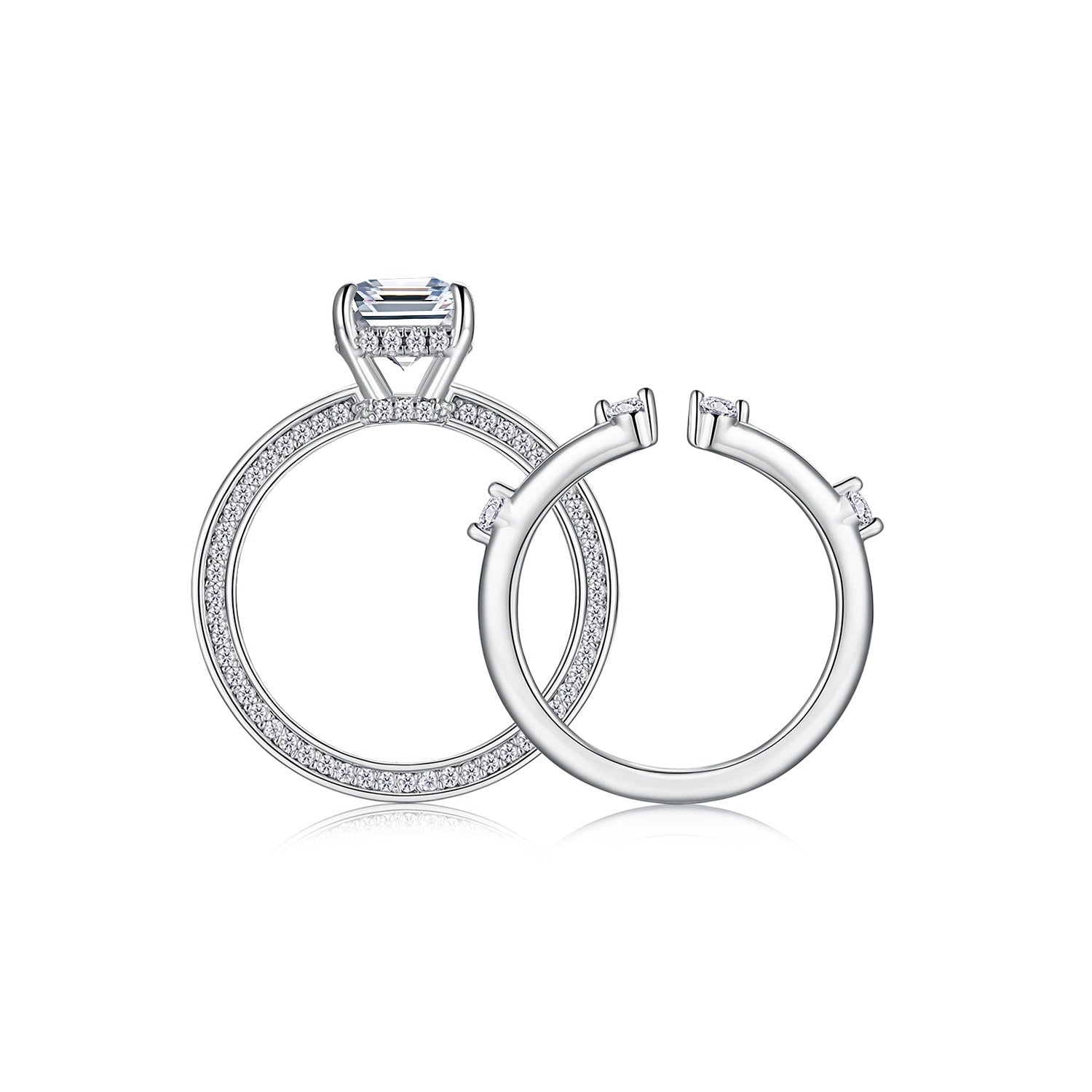 Ice Crystal Love - Fashionable Men's And Women's Ring And Ring Jewelry Set With Moissanite S925 Sterling Silver And Platinum-plated Diamond