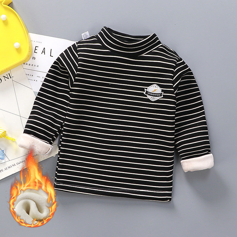 Children's base shirt plus velvet thick single piece