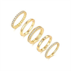 Golden Stars - Fashionable Men's And Women's Ring And Ring Jewelry Set With Moissanite S925 Sterling Silver And Gold-plated Diamond