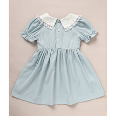 Toddler Girls' Smocked Dress Cute Puff Short Sleeves Lace Crew Neck, Adorable Princess Party Dress