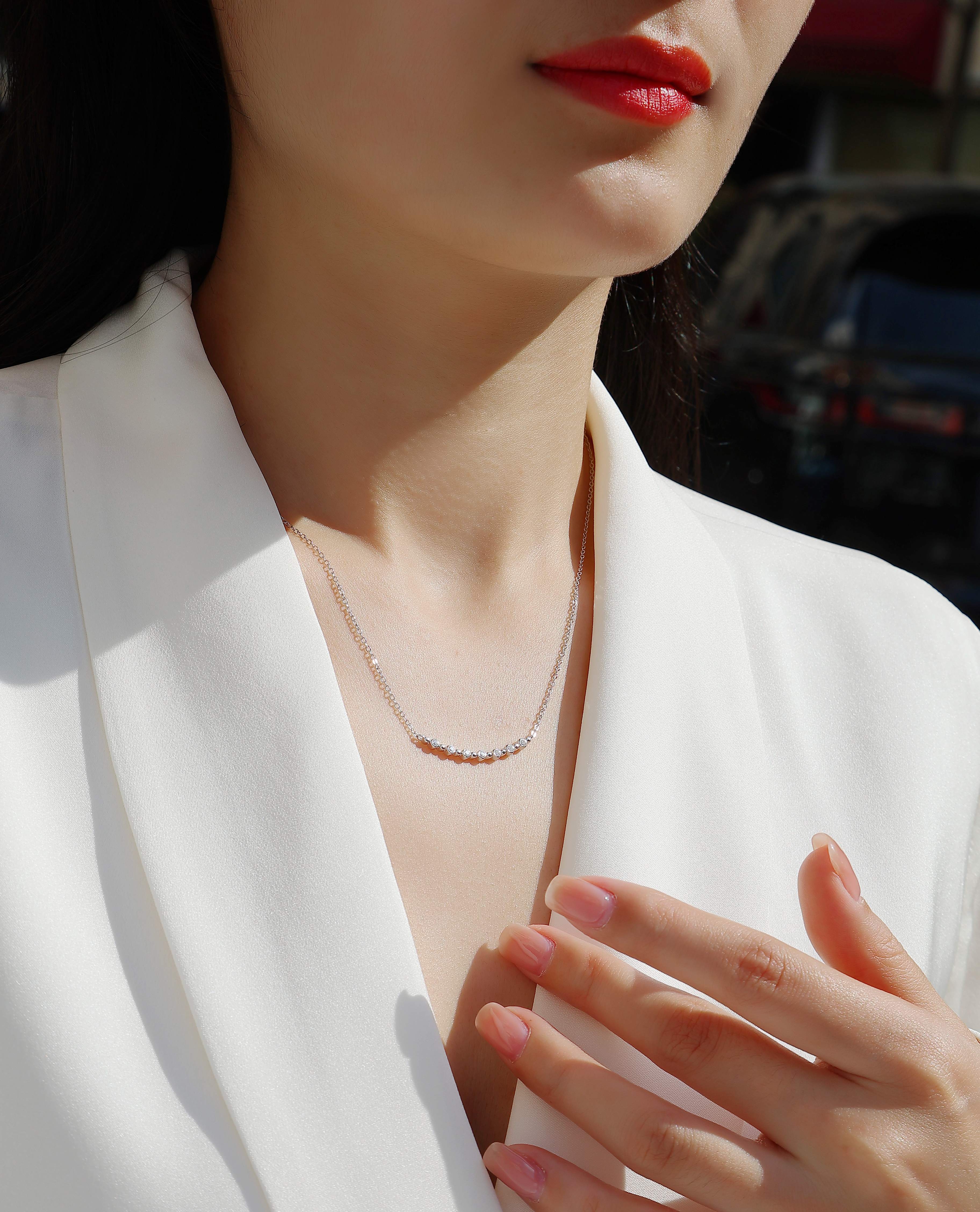 White Moon And Stars - A Fashionable And Luxurious Diamond Jewelry Pendant Set With Moissanite S925 Sterling Silver And Platinum Plating