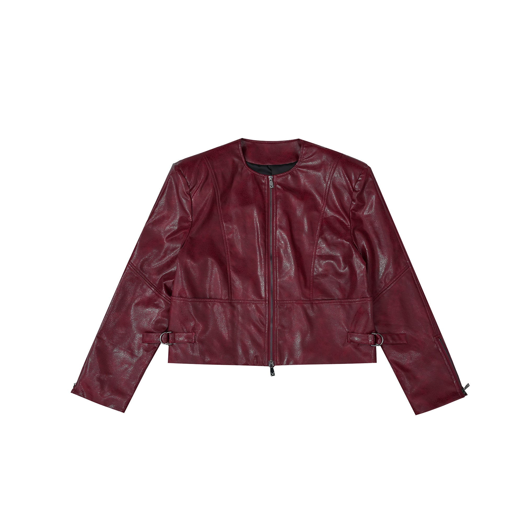 Texture Sense Padded Shoulder Leather Coat Men