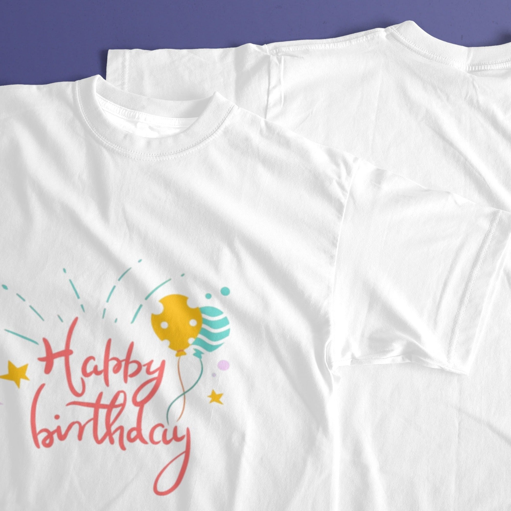 Happy Birthday Men's Pure Cotton Round Neck T-shirt - Slightly Elastic, Suitable For All Seasons Knitted Fabric, Classic Fit Adult Shirt, Birthday Gift