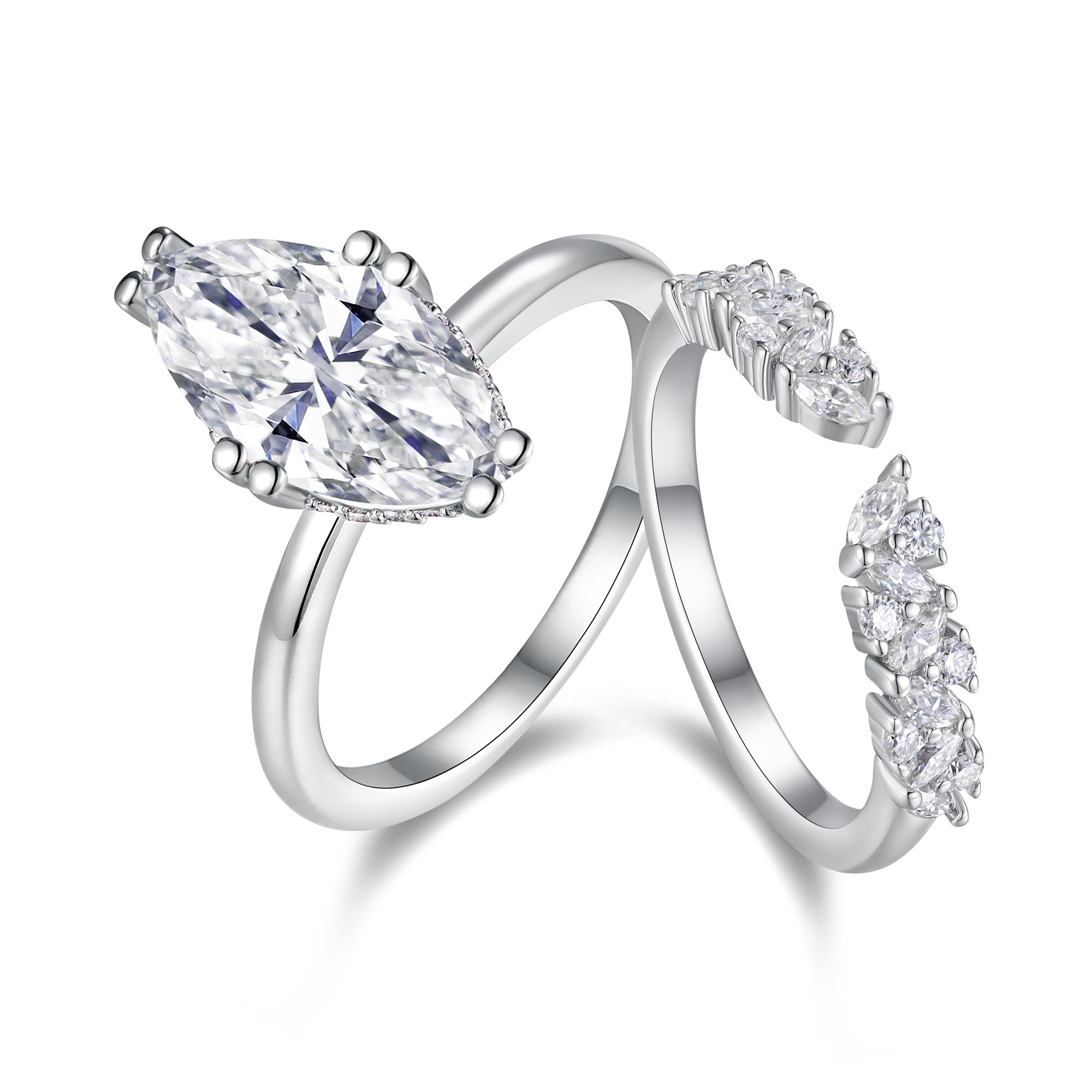 Star Eyes - Fashionable Men's And Women's Ring And Ring Jewelry Set With Moissanite S925 Sterling Silver And Platinum-plated Diamond