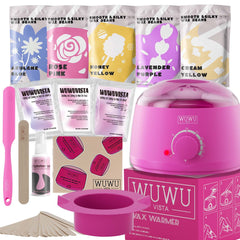 Waxing Kit WUWUVISTA 23 Items Hair Removal Wax Kit With Wax Warmer Waxing Beads For Face, Brazilian, Full Body, Bikini, Sensitiive Skin  Skin Suitable For Plugs Of American, European Specification