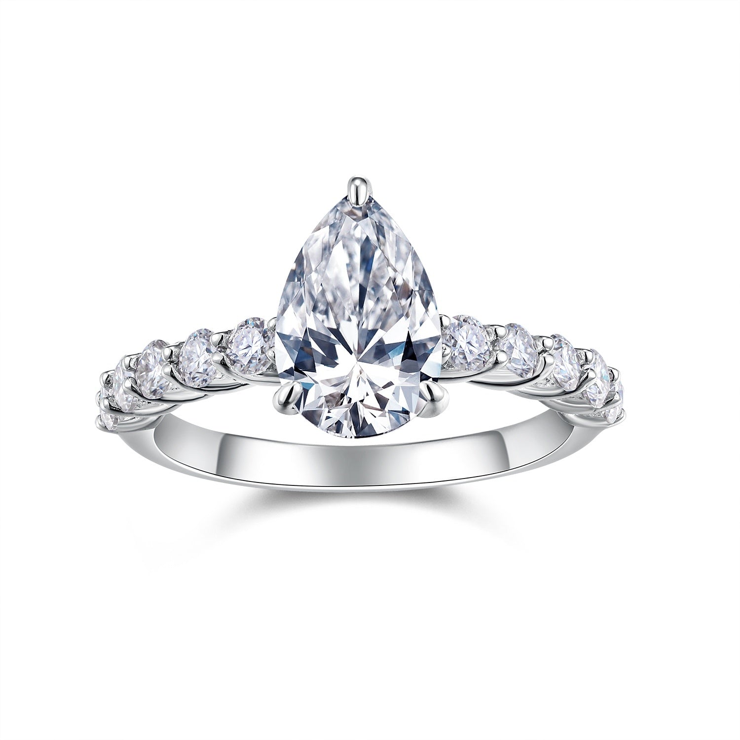 Moonlight Water Drop - A Fashionable Diamond Jewelry Piece Set With Moissanite S925 Sterling Silver And Platinum Diamond Ring