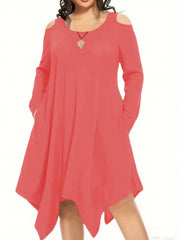 Slim And Slim Fashion Irregular Design Long-sleeved Plus-size Dress
