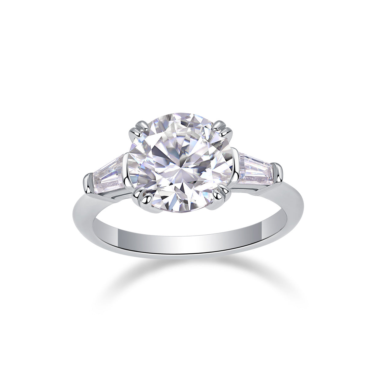 Shining Step By Step - A Fashionable Diamond Jewelry Piece Set With 3-carat Moissanite S925 Sterling Silver And Platinum Diamond Ring.