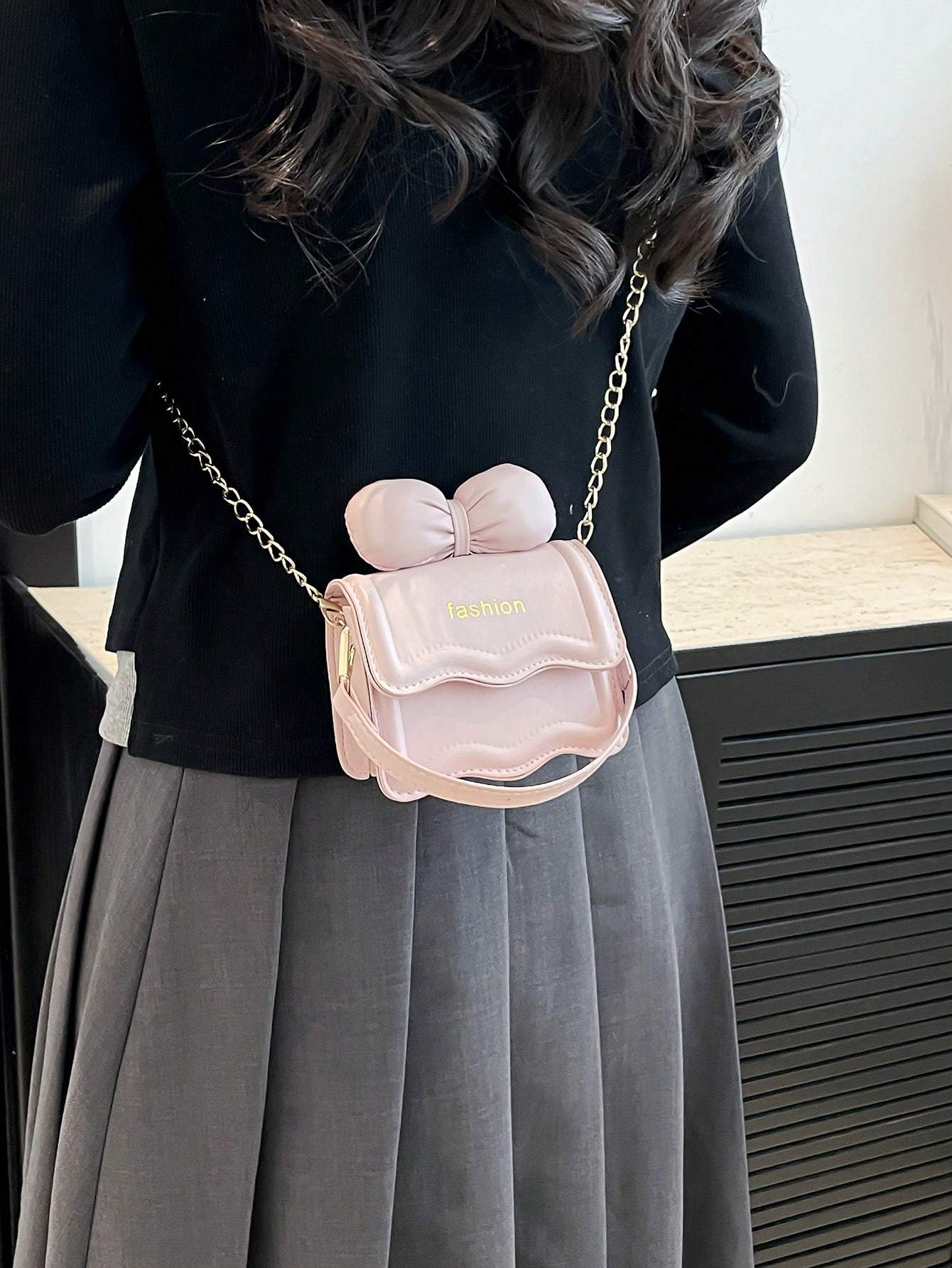 Autumn New Korean Version Mini Children's Girls Shoulder Bag Bow Chain Crossbody Small Bag Parent-child Bag Female Bag