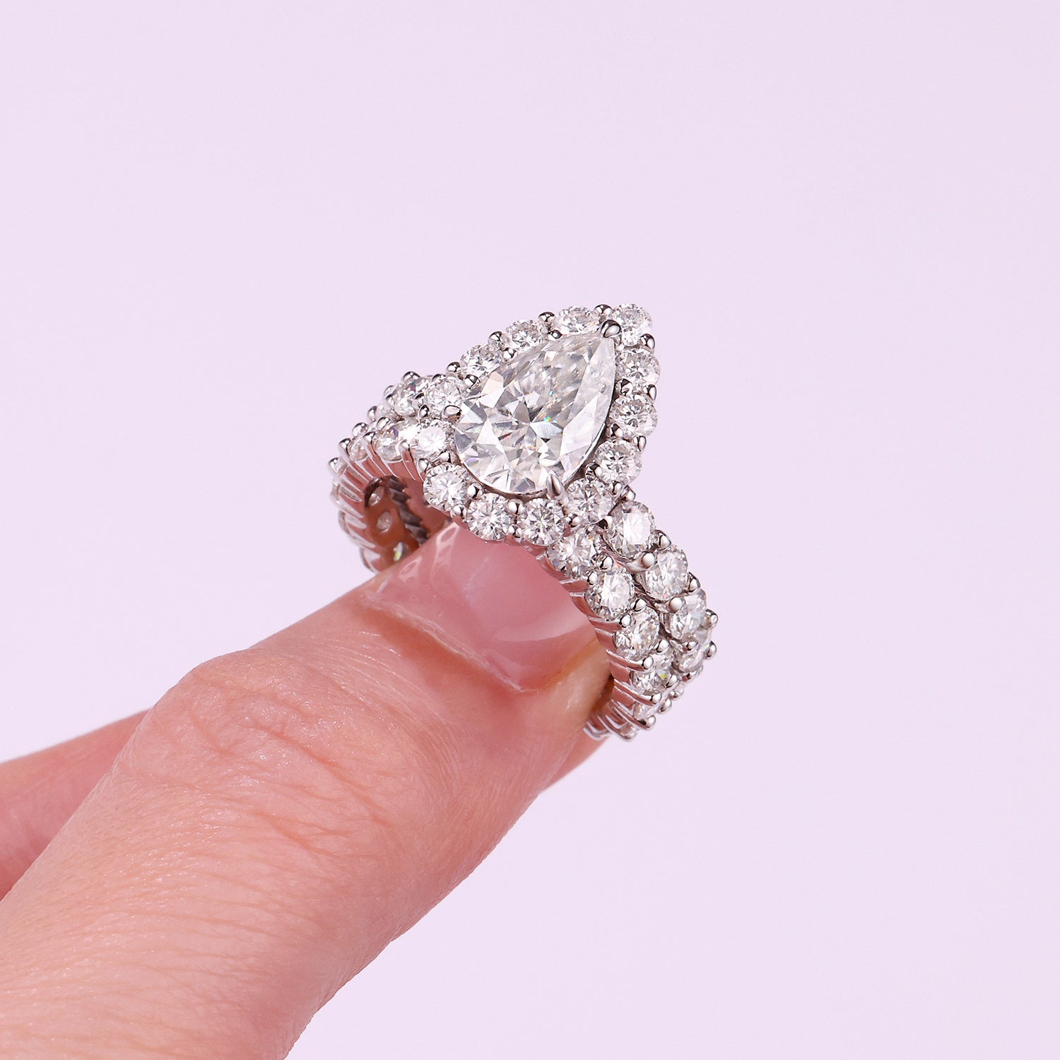 Devoted Dew - Fashionable Men's And Women's Ring And Ring Jewelry Set With Moissanite S925 Sterling Silver And Platinum-plated Diamond.