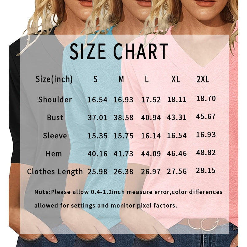 3 Pack 3 4 Sleeve Shirts For Women V Neck T Shirt Fall Casual Tops Basic Base Layer Undershirts Tees