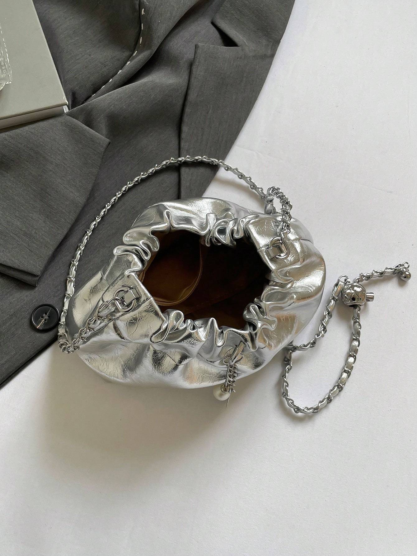 New Style Bag For Women, Pleated Cloud Bag, Chain Messenger Bag, Fashionable And Versatile Single Shoulder Bucket Bag