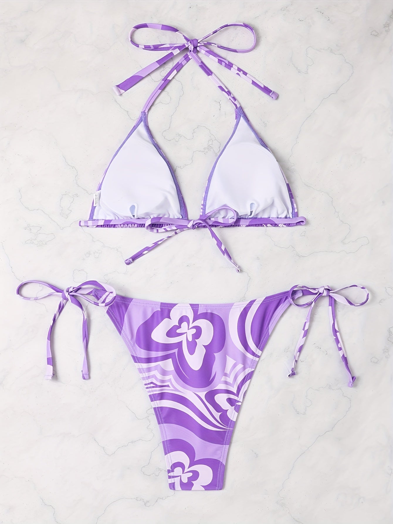 Women's Fashionable Bikini Set - Random Prints - Strapless Swimsuit Two-piece Set - Beach Style Bikini.