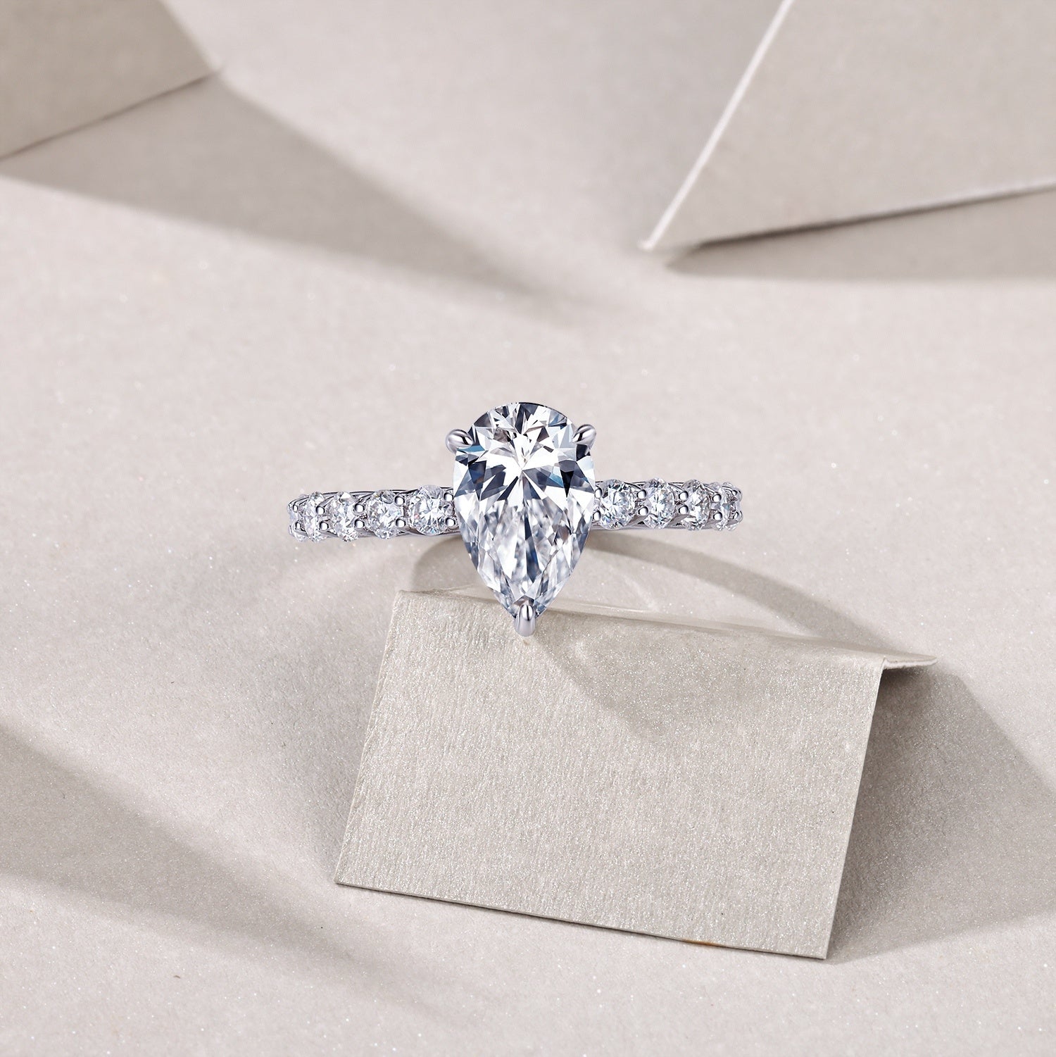 Moonlight Water Drop - A Fashionable Diamond Jewelry Piece Set With Moissanite S925 Sterling Silver And Platinum Diamond Ring