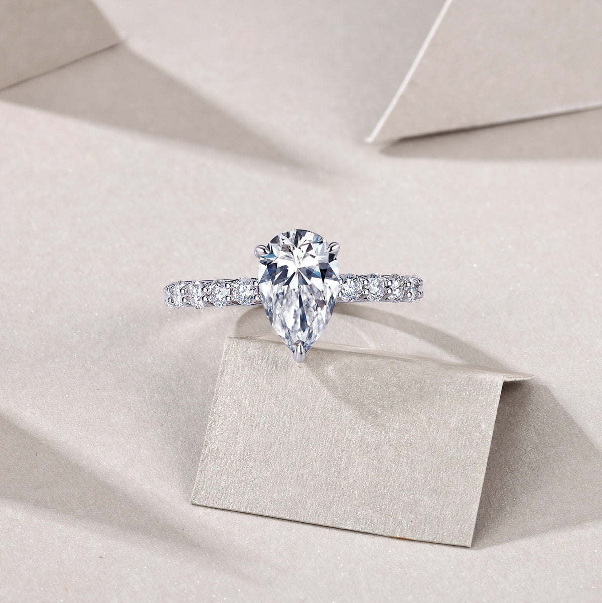 Moonlight Water Drop - A Fashionable Diamond Jewelry Piece Set With Moissanite S925 Sterling Silver And Platinum Diamond Ring