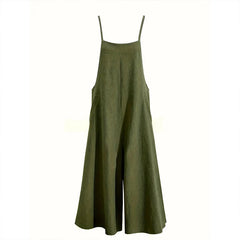 Plus Size Women's Solid Color Casual Jumpsuit - Sleeveless Romper With Pockets For Spring&Summer