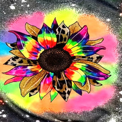 Women's Casual Short Sleeve Round Neck T-Shirt - Vibrant Sunflower & Geometric Print, Regular Fit, Spring&Summer Top