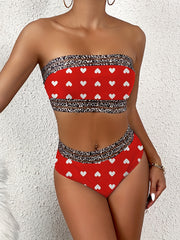 Sexy Bandeau Solid Color Love Bikini Bikini