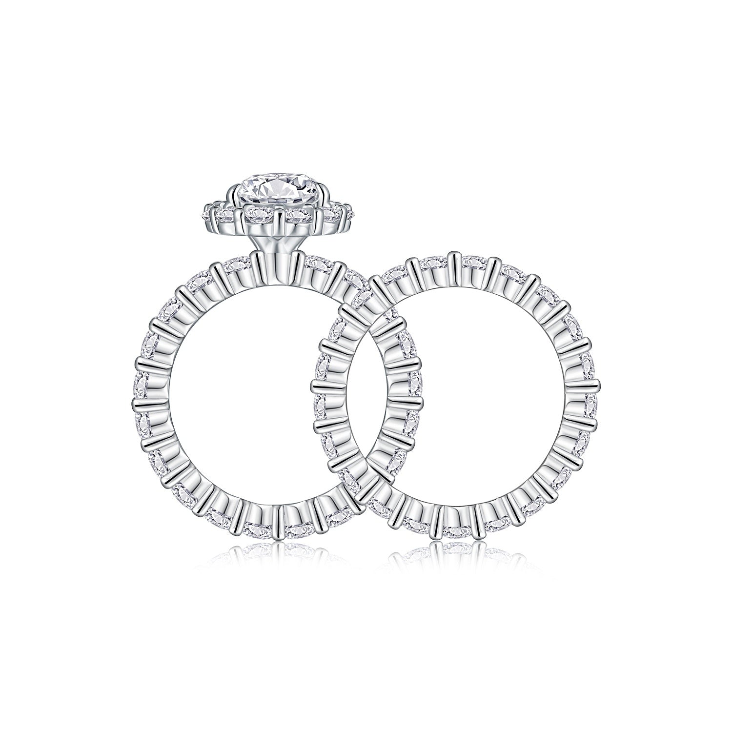Devoted Dew - Fashionable Men's And Women's Ring And Ring Jewelry Set With Moissanite S925 Sterling Silver And Platinum-plated Diamond.