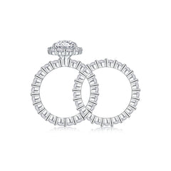 Devoted Dew - Fashionable Men's And Women's Ring And Ring Jewelry Set With Moissanite S925 Sterling Silver And Platinum-plated Diamond.