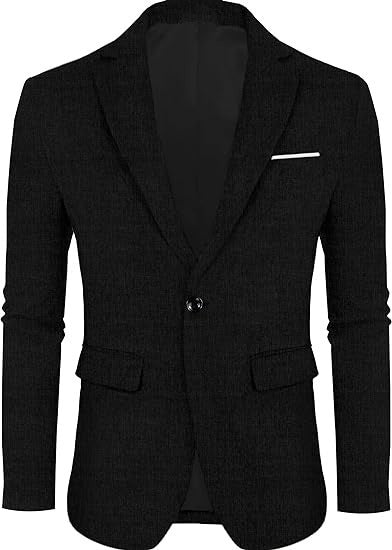 Linen Leisure Single Button Lightweight Business Pure Color Flat Collar Suit Jacket Men