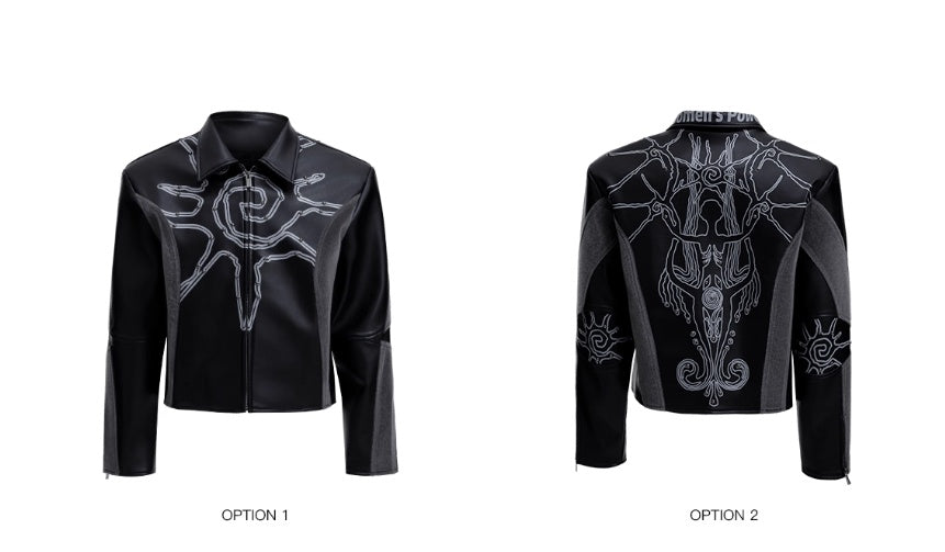Deconstructing Horse Hair Stitching Jacket Rivet Totem Leather Coat Men