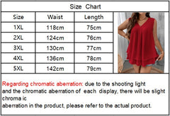 Self-pick-up Plus Size Women'S Solid Color V-Neck Sleeveless Shirt Fashion Chiffon Tank Top  Only Self-pickup Is Supported