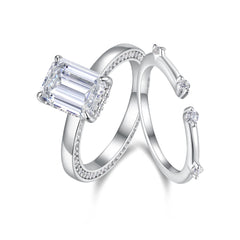 Ice Crystal Love - Fashionable Men's And Women's Ring And Ring Jewelry Set With Moissanite S925 Sterling Silver And Platinum-plated Diamond