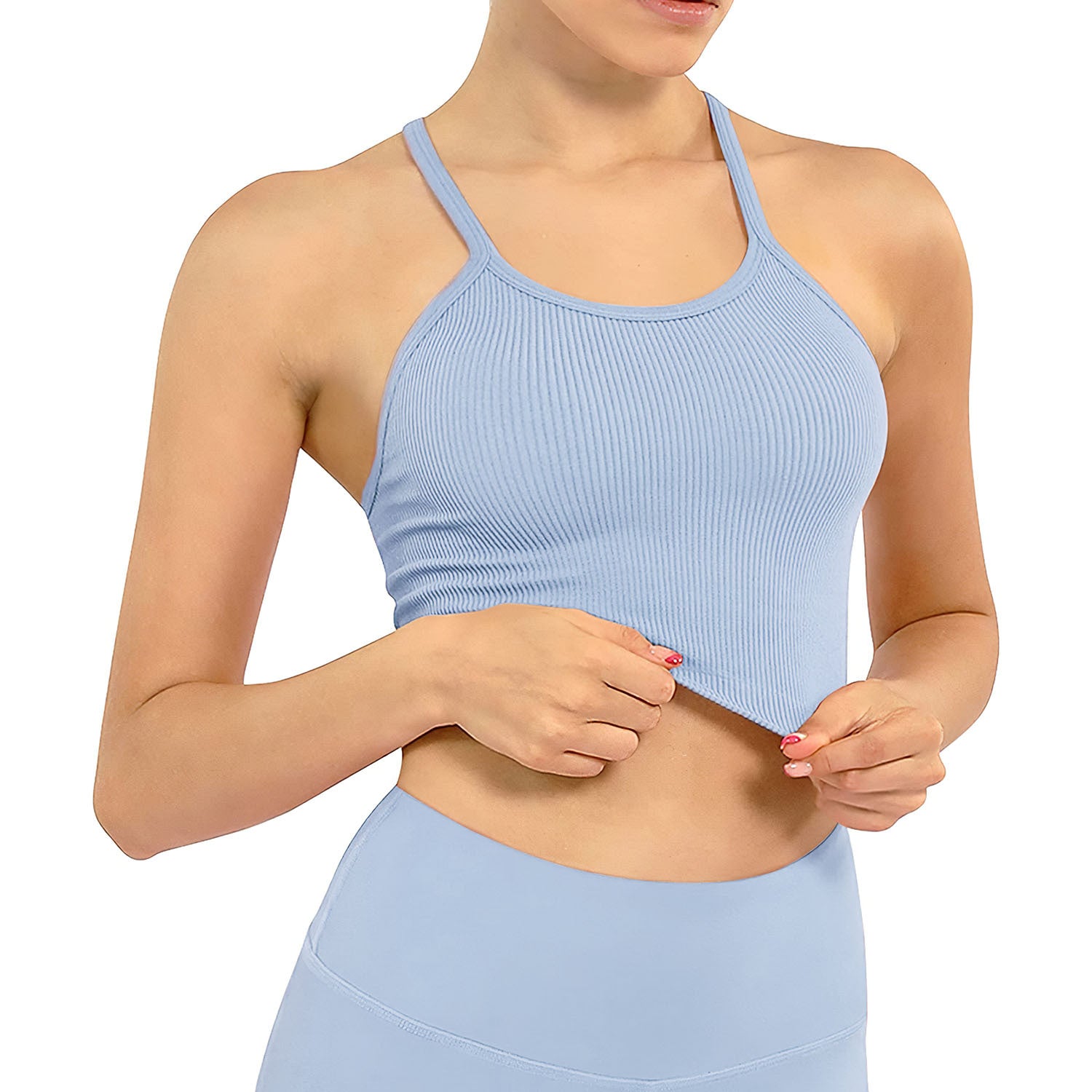 3 Pack Women Crop Basic Tank Top Ribbed Knit Sleeveless Round Neck 9 Color Machine Wash Summer Crop S To XL
