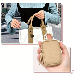 Leather Coin Purse, Small Change Purse Keychain Wallet For Women, Mini Coin Pouch With Zipper
