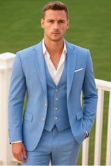Men's Three Piece Casual Flat Neck Suit With Intelligent Breathability, Suitable For Work Or Wedding