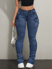 New Women's Workwear Tight Jeans With Multiple Pockets, Elastic And Casual, Comfortable And Breathable, An Indispensable Dressing Item