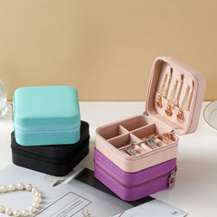 Small Square Ring, Earring, And Necklace Organizer Box - Pink
